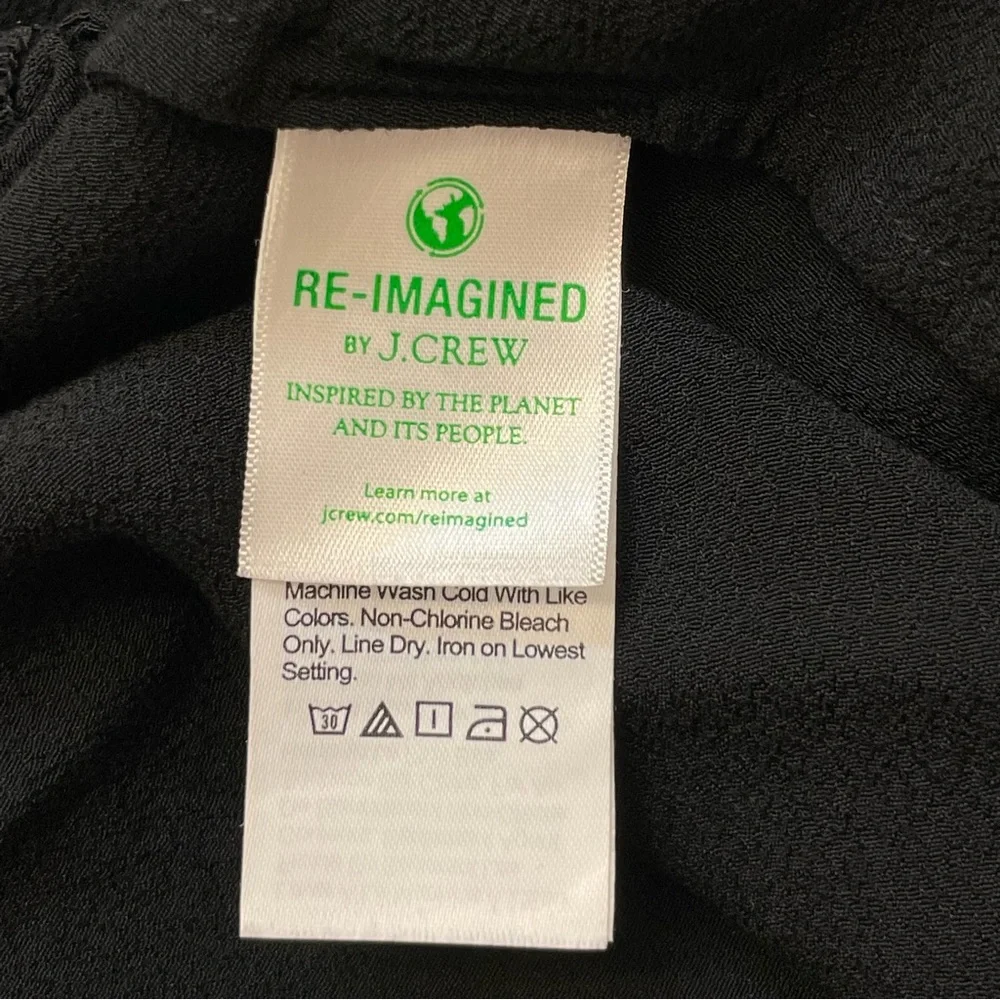J Crew Black Long Sleeve Wrap Front Crepe Blouse